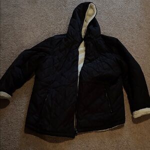 Men's Black Quilted Jacket with Cream Lining